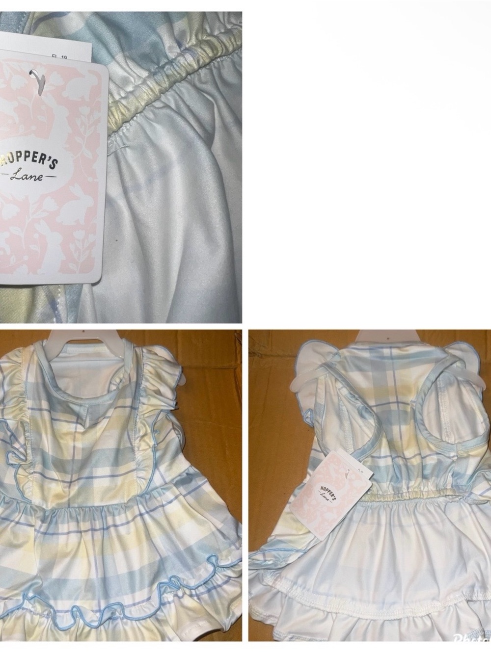 Dog Dress Size Small Pastel Plaid Ruffle Dress - Yellow & Light Blue